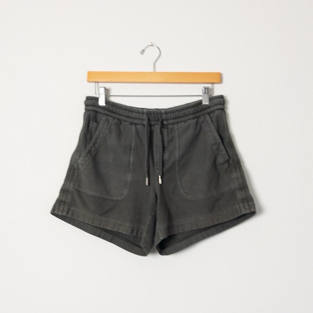 Athleta Farallon Shorts Womens 4 Tall Dark Gray Cotton Drawstring Pockets